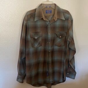 Pendleton Brown and Blue Plaid Shirt